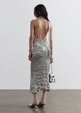 Metallic Satin Textured Two-Piece Dress